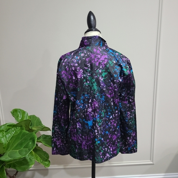 Laura Ashley women's jacket multicolored  art splatter print full zip  sz.L (d7) - Picture 4 of 9